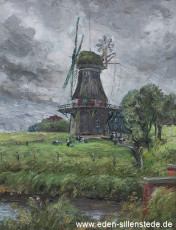 Horumersiel, Stumpenser Mühle, um 1970, 54,2x70,5 cm, Öl auf Leinwand, Privatbesitz (WV-Nr. 1512)