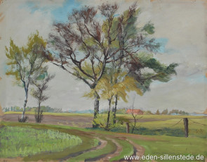 Jever, Umland, Birken im Wiedeler-Moor, 1930, 50,5x40 cm, Tempera, Privatbesitz (WV-Nr. 980)