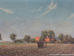 Friedrich-Augustengroden, Hof Cremer, um 1948, 60,5x46,5 cm, Öl auf Leinwand, Privatbesitz (WV-Nr. 1394)