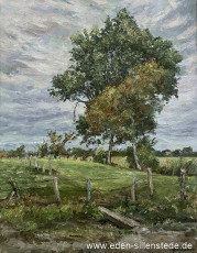 Sillenstede, Deepsdammer Weg, um 1970, 60x76 cm, Öl auf Leinwand, Privatbesitz (WV-Nr. 1537)