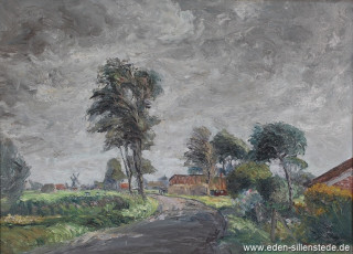 Sophiensiel, Blick aus Richtung Carolinensiel, 1960er, 70,5x50,5 cm, Privatbesitz (WV-Nr. 1318)