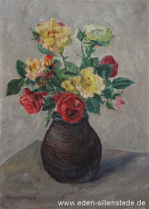 Stillleben, Rosenstrauß in Vase, 1950er, 29x41 cm, Öl auf Leinwand auf Holz, Privatbesitz (WV-Nr. 1549)