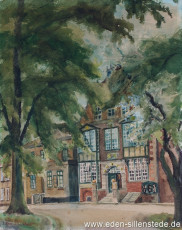 Jever, Stadt, Am Kirchplatz, Rathaus, 1940er, 34x42 cm, Aquarell, Privatbesitz (WV-Nr. 1575)