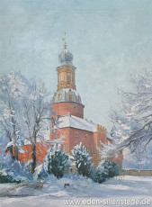 Jever, Stadt, Schloss im Winter, 1946, 78,7x58,3 cm, Öl auf Leinwand, Privatbesitz (WV-Nr. 1584)