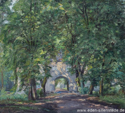 Kniphausen, Allee zur Burg, 1960er, 78,3x70,5 cm, Öl auf Leinwand, Privatbesitz (WV-Nr. 1569)