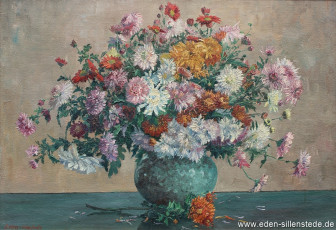 Stillleben, Blumenstrauß in Vase, 1940er, 75,5x53 cm, Öl auf Karton, Privatbesitz (WV-Nr. 1572)