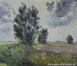 Unbekannter Ort, Weg am Feldrand, 1960er, 70x60 cm, Öl auf Leinwand, Privatbesitz (WV-Nr. 1590)