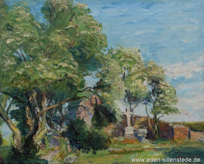 Wilhelmshaven, Banter Ruine, um 1950, 54,5x44 cm, Öl auf Leinwand, Privatbesitz (WV-Nr. 1594)