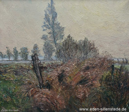 Sillenstede, Bei Gummelsstede, um 1970, 58,2x52,2 cm, Öl auf Leinwand, Privatbesitz (WV-Nr. 1596)