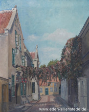 Jever, Stadt, Apothekerstraße, um 1940, 52,3x65,3 cm, Öl auf Leinwand, Privatbesitz (WV-Nr. 1615)
