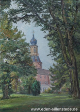 Jever, Stadt, Schloss, 1960er, 58,2x80,5 cm, Öl auf Leinwand, Privatbesitz (WV-Nr. 1614)