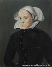 Portrait, Fräulein Maria von Jever, 1954, 17,7x36,2 cm, Öl auf Leinwand, Privatbesitz (WV-Nr. 1624)