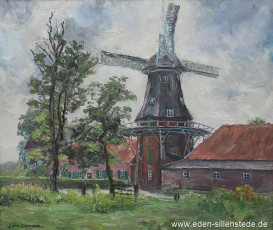 Jever, Stadt, Schlachtmühle, 1960er, 70x60 cm, Öl auf Leinwand, Privatbesitz (WV-Nr. 1638)
