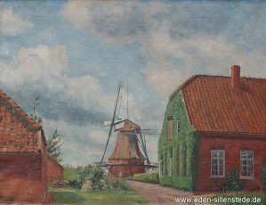 Cleverns, Mühle, 1938, 62,2x48,5 cm, Öl auf Leinwand, Privatbesitz (WV-Nr. 1642)