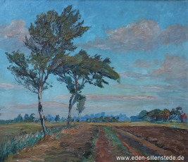 Moorhausen, Bösselhausen, 1940er, 49x42,5 cm, Öl auf Karton, Privatbesitz (WV-Nr. 1650)