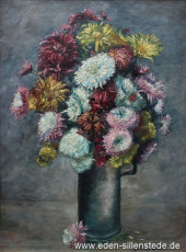 Stillleben, Blumenstrauß mit Chrysanthemen in Vase, 1930er, 42,5x56,5 cm, Öl auf Leinwand, Privatbesitz (WV-Nr. 1674)