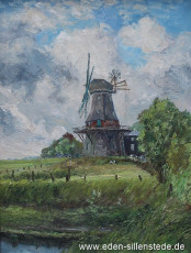 Horumersiel, Stumpenser Mühle, um 1970, 51x66 cm, Öl auf Leinwand, Privatbesitz (WV-Nr. 1677)