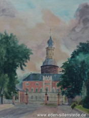 Jever, Stadt, Schloss, 1944, 31,5x41 cm, Aquarell, Privatbesitz (WV-Nr. 1680)