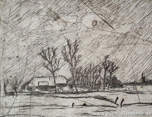 Benlefstede, Hofstelle, um 1930, Radierung, Nachlass Arthur Eden (WV-Nr. 1692)