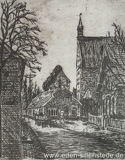 Sengwarden, Hauptstrasse, 1930, Radierung, Nachlass Arthur Eden (WV-Nr. 1691)