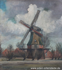 Sengwarden, Mühle, 1929, 39x44 cm, Öl auf Leinwand, Privatbesitz (WV-Nr. 1693)