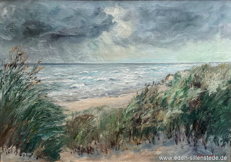 Wangerooge, Am Strand, 1957, 70x50 cm, Öl auf Leinwand, Privatbesitz (WV-Nr. 1695)