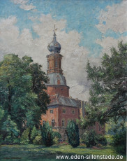 Jever, Stadt, Schloss, 1950er, 53x67,5 cm, Öl auf Leinwand, Privatbesitz (WV-Nr. 1709)