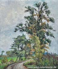Moorhausen, Bösselhausen, um 1960, 50x60 cm, Öl auf Leinwand, Privatbesitz (WV-Nr. 1711)