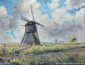 Aurich, Mühle Riepsterhammrich , 1960er, 50x63 cm, Öl auf Leinwand, Privatbesitz (WV-Nr. 1712)