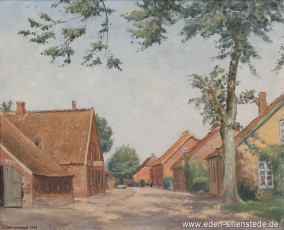 Sillenstede Dicktonnenstraße, 1944, 50,2x40,3 cm, Öl auf Leinwand, Privatbesitz (WV-Nr. 1728)