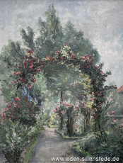 Jever, Rosengarten, 1955, 49,5x63,5 cm, Öl auf Holz, Privatbesitz (WV-Nr. 1732)