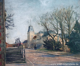 Jever, Stadt, Schloßstraße, 1940er, 40x33 cm, Öl auf Leinwand, Privatbesitz (WV-Nr. 1730)