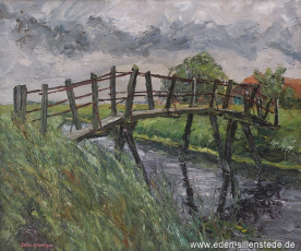 Utlande, Brücke über dem Tief, 1960er, 60,1x50,2 cm, Öl auf Leinwand, Privatbesitz (WV-Nr. 1739)