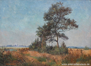 Unbekannter Ort, um 1950, Bäume auf dem Feld, 75x54,5 cm, Öl auf Leinwand, Privatbesitz (WV-Nr. 1753)