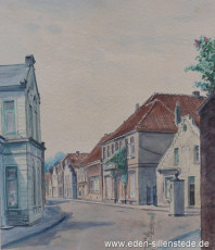 Jever, Stadt, Wasserpfortstraße, 1940er, 30x34,5 cm, Aqurell, Privatbesitz (WV-Nr. 1759)
