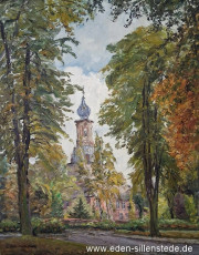 Jever, Stadt, Schloss, um 1960, Öl auf Leinwand, Privatbesitz (WV-Nr. 1763)