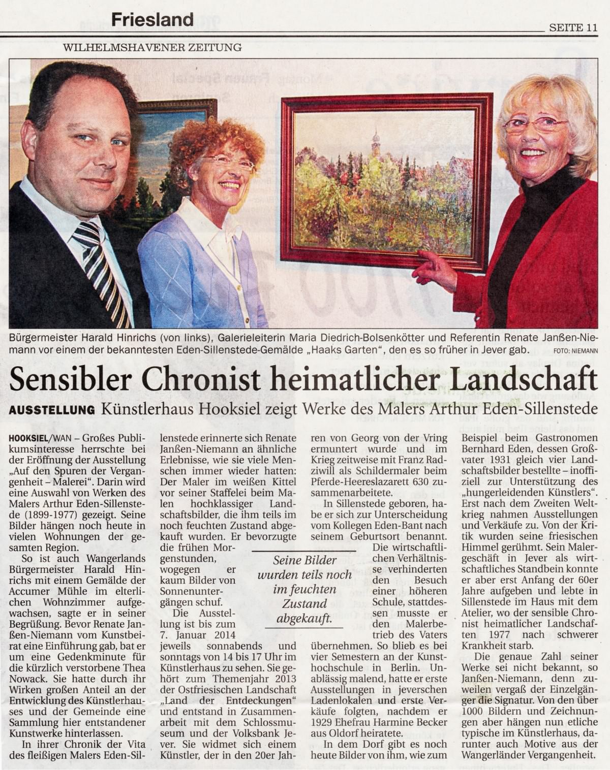 Pressebericht Eden-Sillenstede WZ 19.11.2013