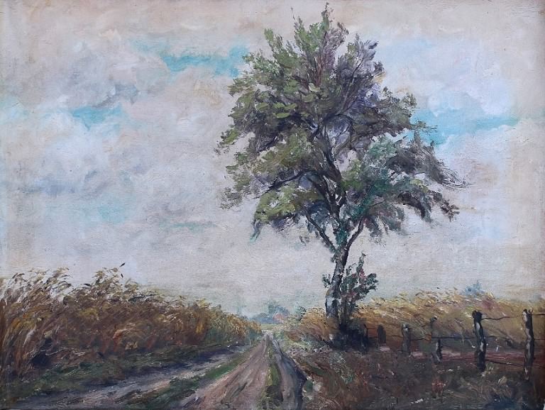 Schortens, Vor Heidmühle, um 1960, 58,5x44 cm, Privatbesitz (WV-Nr. 1218), digital restaurierte Ansicht