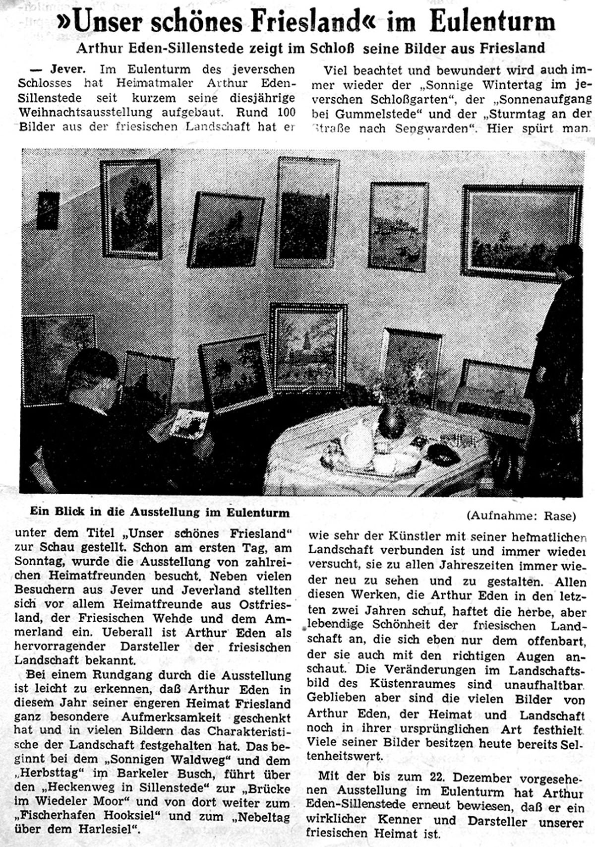 Pressebericht Eden-Sillenstede JW 06.12.1963