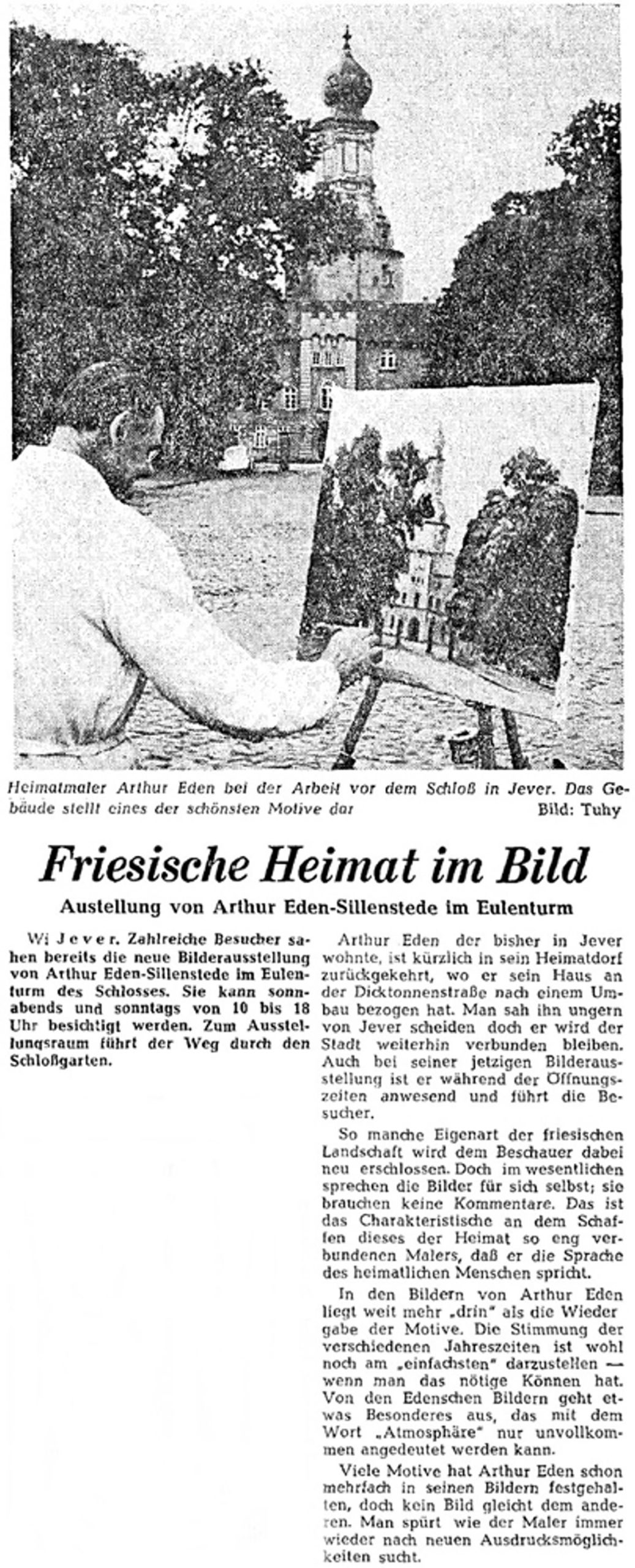 Pressebericht Eden-Sillenstede NWZ 01.06.1963