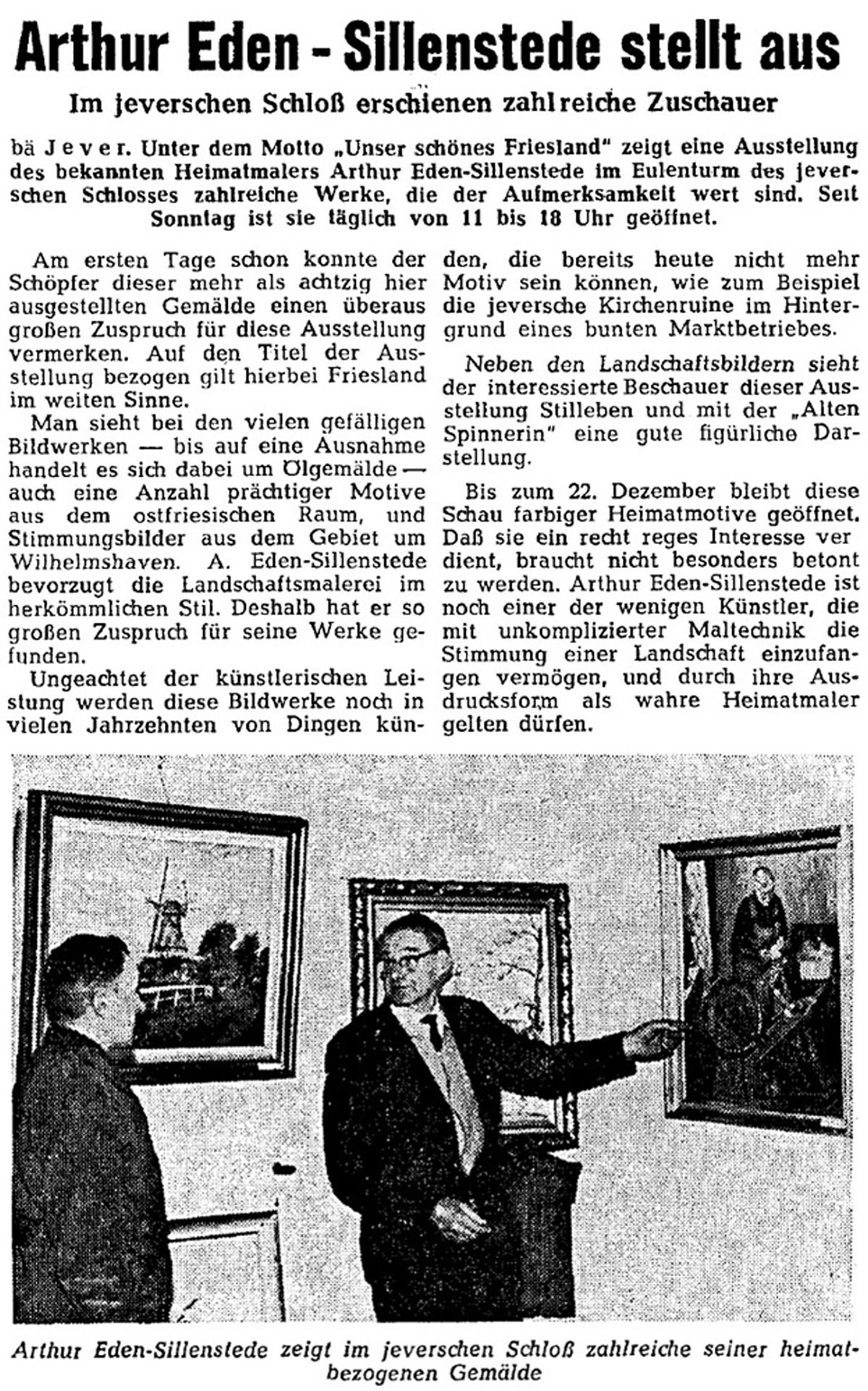 Pressebericht Eden-Sillenstede NWZ 06.12.1963