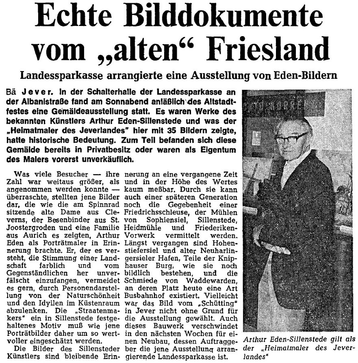 Pressebericht Eden-Sillenstede NWZ 08.07.1974