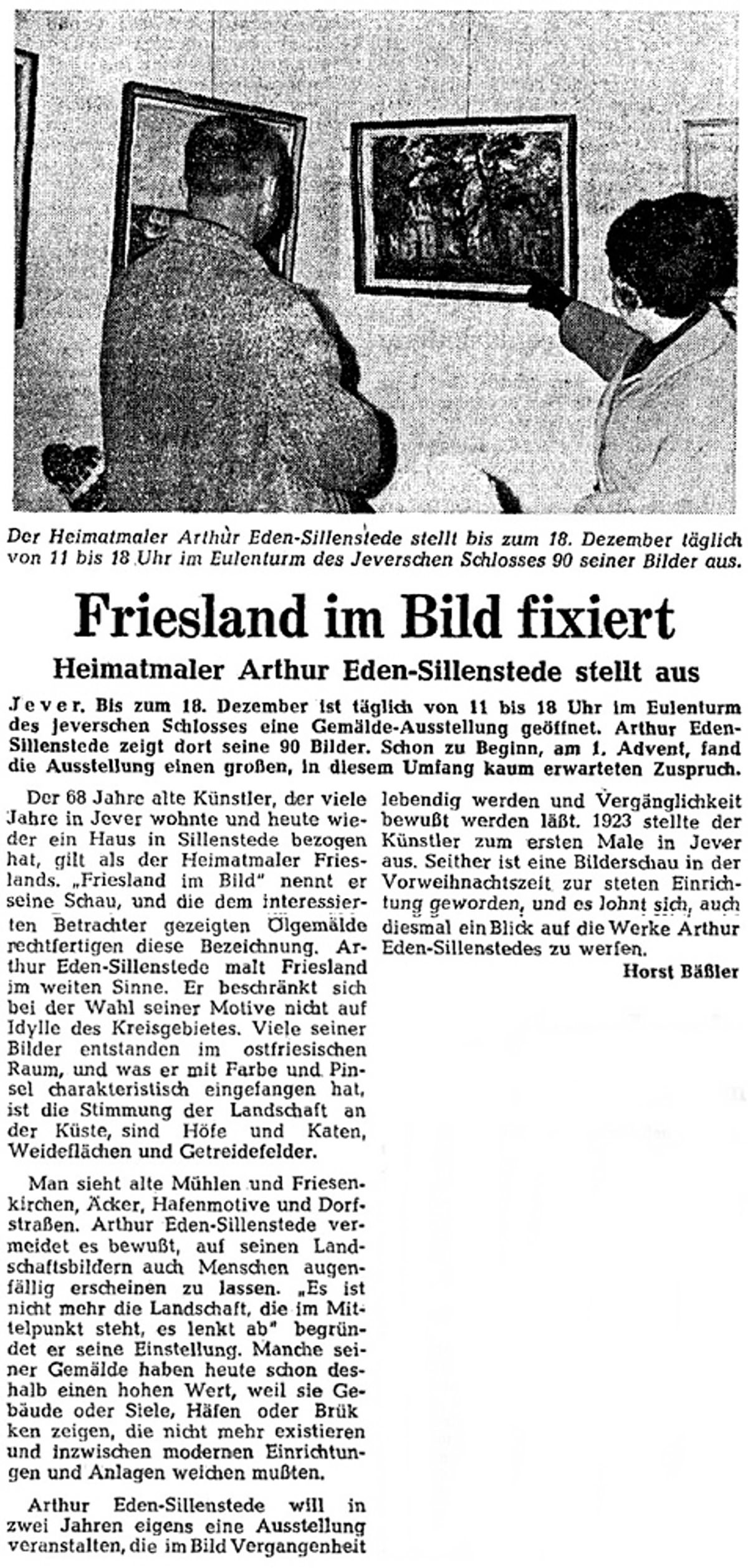 Pressebericht Eden-Sillenstede NWZ 30.11.1966